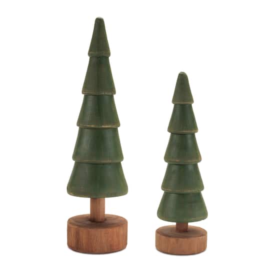 Melrose Rustic Wooden Evergreen Tree Set